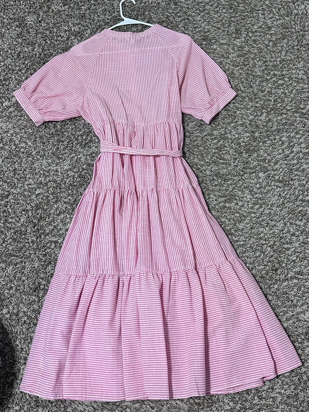 Umgee women’s new with tag Pink and White Striped Button Front Dress size medium